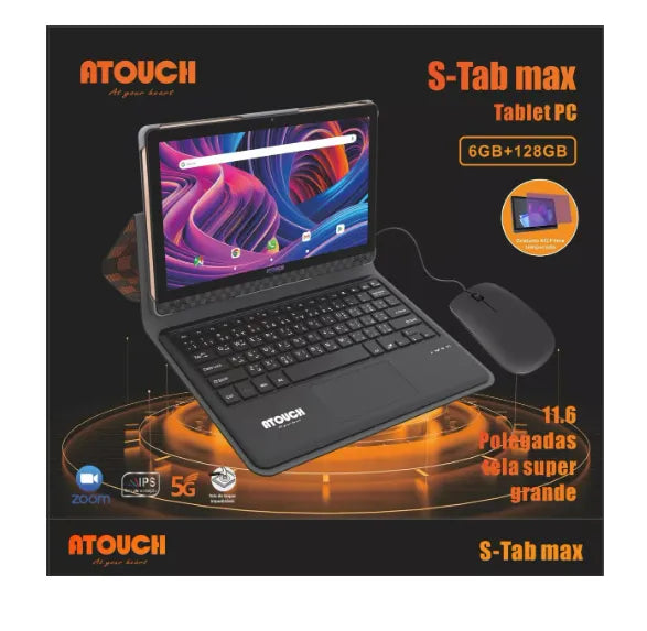 Tablet PC Slot Para Chip Android 12 Com Mouse e Teclado